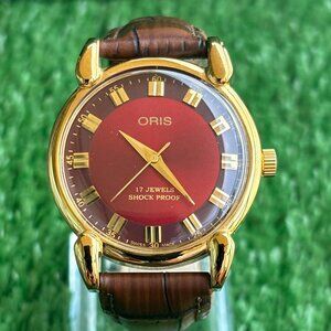 Vintage Oris - Red Dial Men's Wrist Watch - Men's Classic Wrist Watch Collection